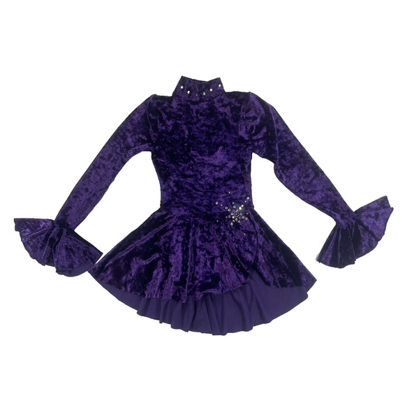 Weissman Purple Velvet Dance Costume Small Child Skirted Leotard Rhinestones